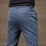 Men's Business Casual Pants Stretch Slim Fit Straight Semi-elastic Waist Trousers Solid Classic Office Work Male Clothing