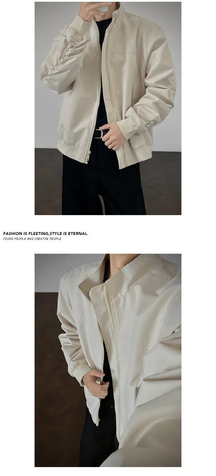 Stand Jacket mens dproof Lightweight Thin Short Biker Style Motorcycle Jacket Solid Classic Autumn coat fall  Fashion Casual