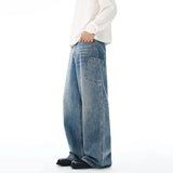 Multi-pocket Loose Wide-leg Jeans Men's Cotton Vintage Washed Denim Pants Hip-hop Fashion Y2K Streetwear Autumn Casual Trousers