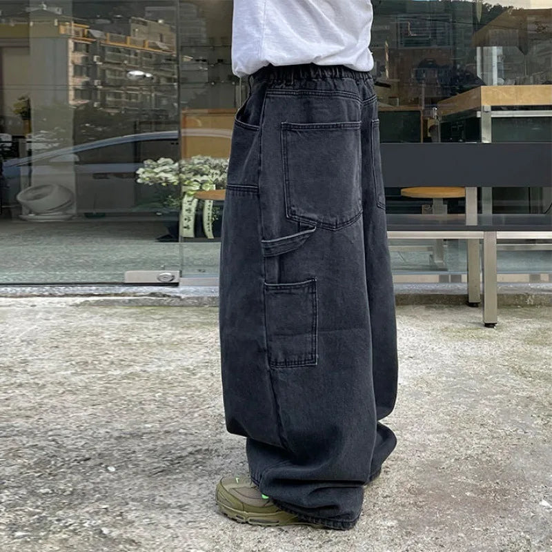 Japanese Retro Wide-leg Pants Men's Spring Loose and Thin Jeans Korean Version Trendy Straight-leg Trousers Temperament Fashion