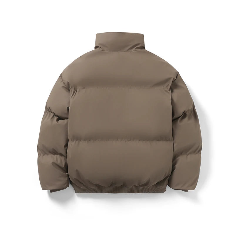 Winter Thick Warm Cotton Padde Jacket Men Stand Collar Daily Casual All-match Parka Outwear Coats Men's Clothing Black/Camel