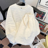 New Autumn Popular Men's Sets Trendy Jacquard Loose Solid Color Sweatshirt+Trouser 2 Piece  Suit Leisure High Quality Tracksuits