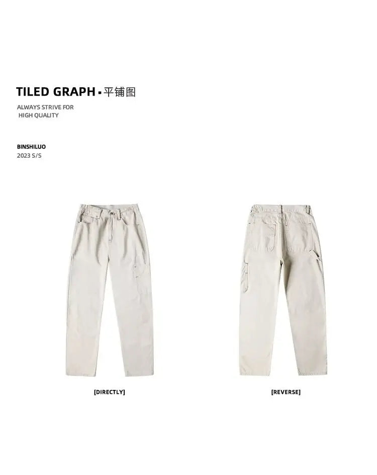 American High Street Work Pants Spring Autumn New Men's Trousers Straight Japanese Fashion Trend Retro Casual Work Pants Chic