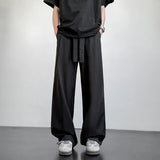 Men's Casual Straight Long Loose Pants Stretch Elastic Waist Jogger Korean Classic Blue Black Gray Male Brand Trousers Plus Size