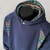 New American Retro Men's Hooded Sweatshirt Casual Harajuku Navy Patchwork Long Sleeve Pullover Autumn High Quality Hoodies M-3XL