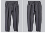 Men's Business Casual Pants Stretch Slim Fit Straight Semi-elastic Waist Trousers Solid Classic Office Work Male Clothing