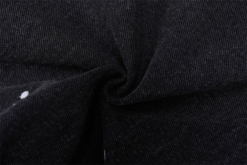 Fashion Graffiti Black Loose Wide-leg Jeans Men's Autumn New American Simple Basic Wash Denim Pants Loose Straight Trousers