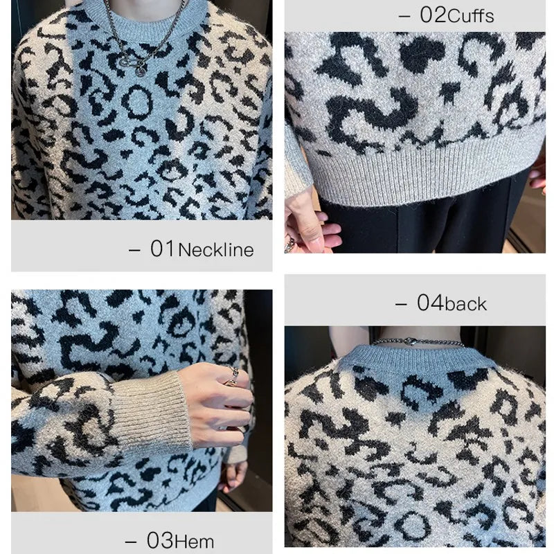 Autumn Winter Mens Letter Jacquard Sweater Coarse Wool Heavy Knitwear Casual Warm Pullovers Clothes Christmas Knit Jumper Man