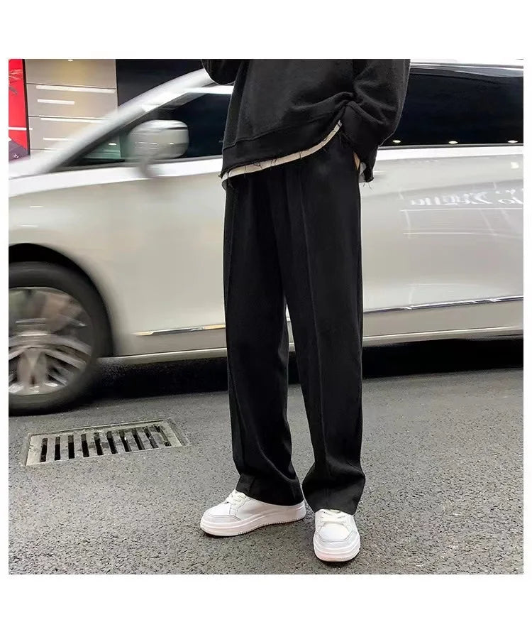 Men's Loose-fit Straight-leg Casual Pants Drawstring Summer Lightweight  Wide-leg Sweatpants for Men Comfortable Long Pants
