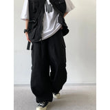 Spring Autumn Japan Pants Retro Loose Straight Wide-leg Workwear Men Women Versatile Feet Tied Casual Trendy Trousers Aesthetic