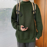 Autumn Winter New Fashion Long Sleeve Half High Collar Solid Pullovers Men's Clothing All-match Knitting Korean Simplicity Top