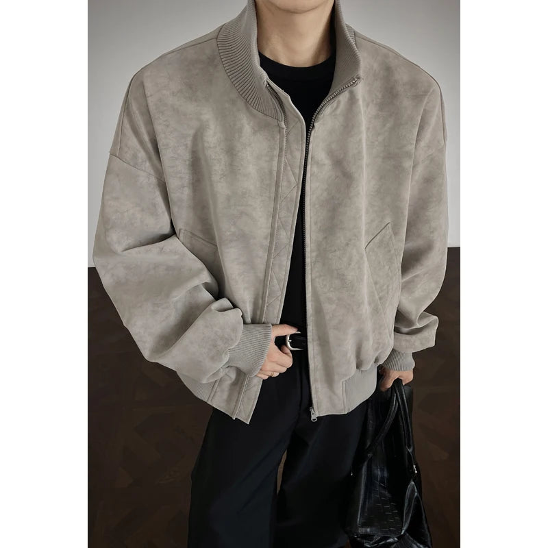 Jacket Men Autumn New Arrival Short Loose Tie Dye Jacket Stand Collar Casual Streetwear Outerwear Bomber