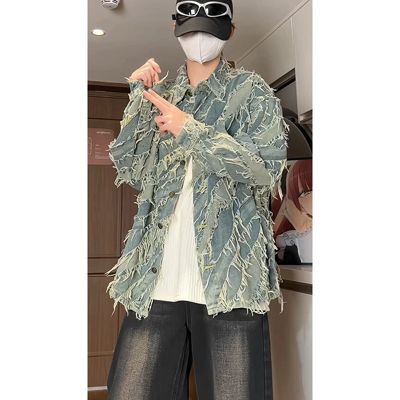 Personality design Men's Long Sleeve Shirt Outdoor Halloween Street Autumn and Winter Cuffed Long Sleeve