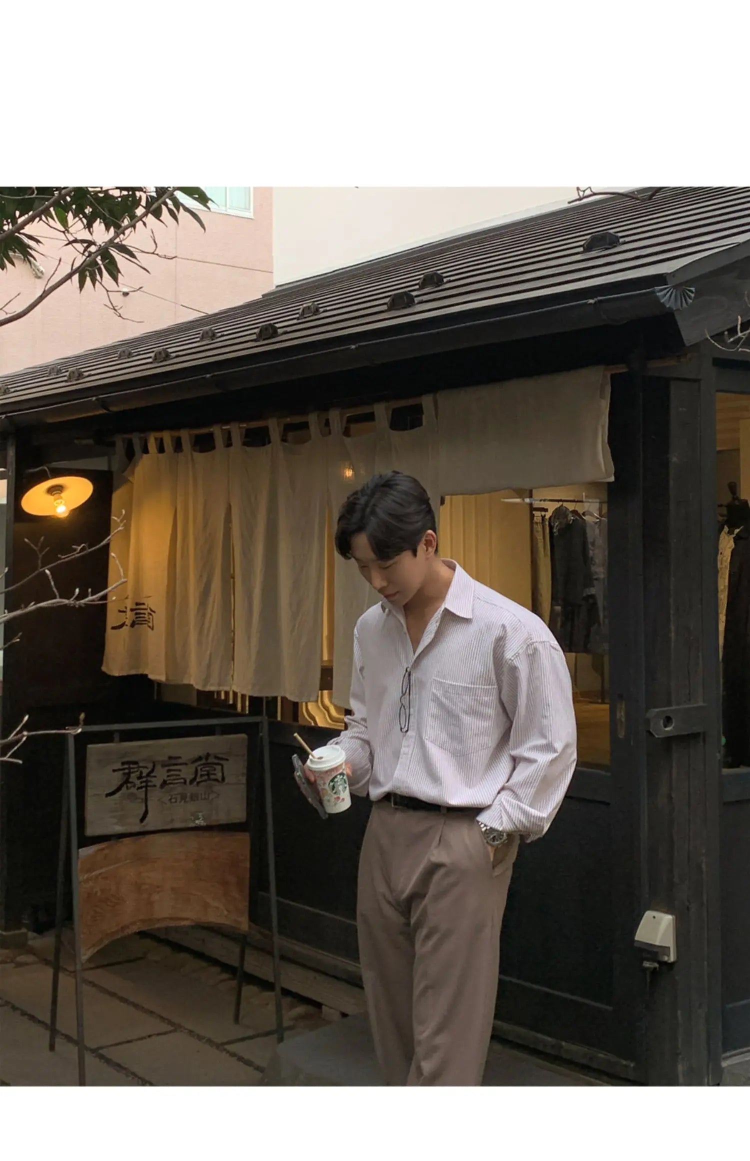 Oversized Men's Niche Striped Shirt, Spring&Autumn Fashion All-Matching Long Sleeve Shirt Coat, Korean Casual Unisex Outdoor