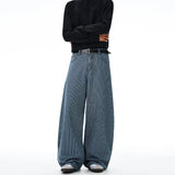 Autumn New Striped Jeans Men's Retro Wash Loose Wide-leg Denim Pants American High Street Fashion Cotton Casual Trousers