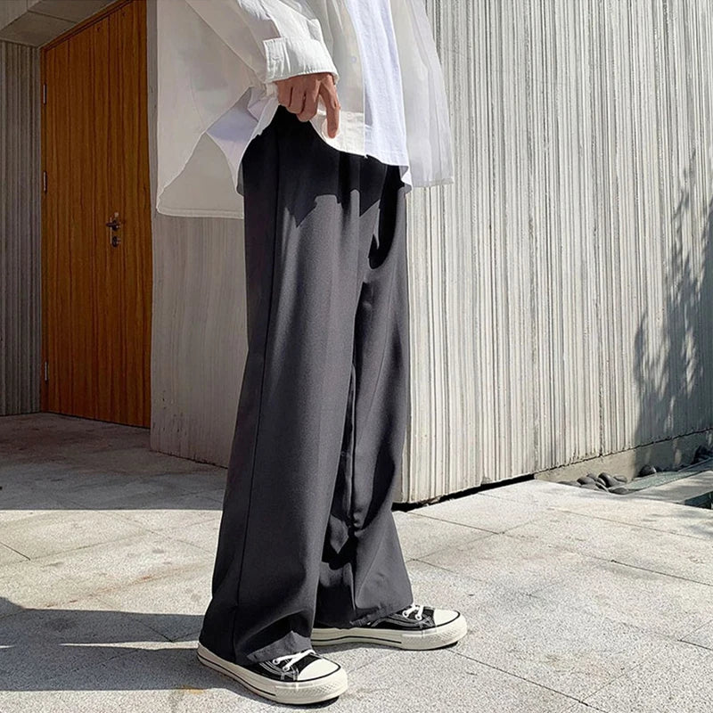 New Japanese Retro Male Suit Pants Light Luxury Straight Draped Button-down Business Casual Pants Premium Slim Elegant Trousers