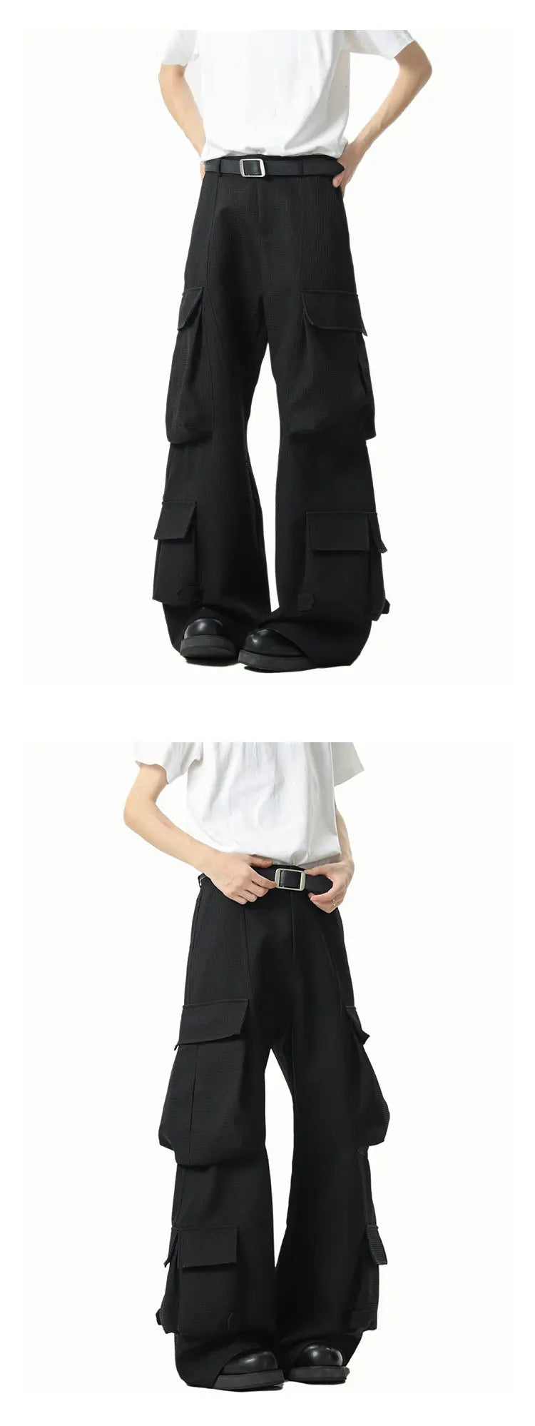 Men Loose Fit Cargo Pants Workwear Trousers Multi Pocket Outdoor Casual Joggers Streetwear Hip Hop Drop Crotch Trousers for Men