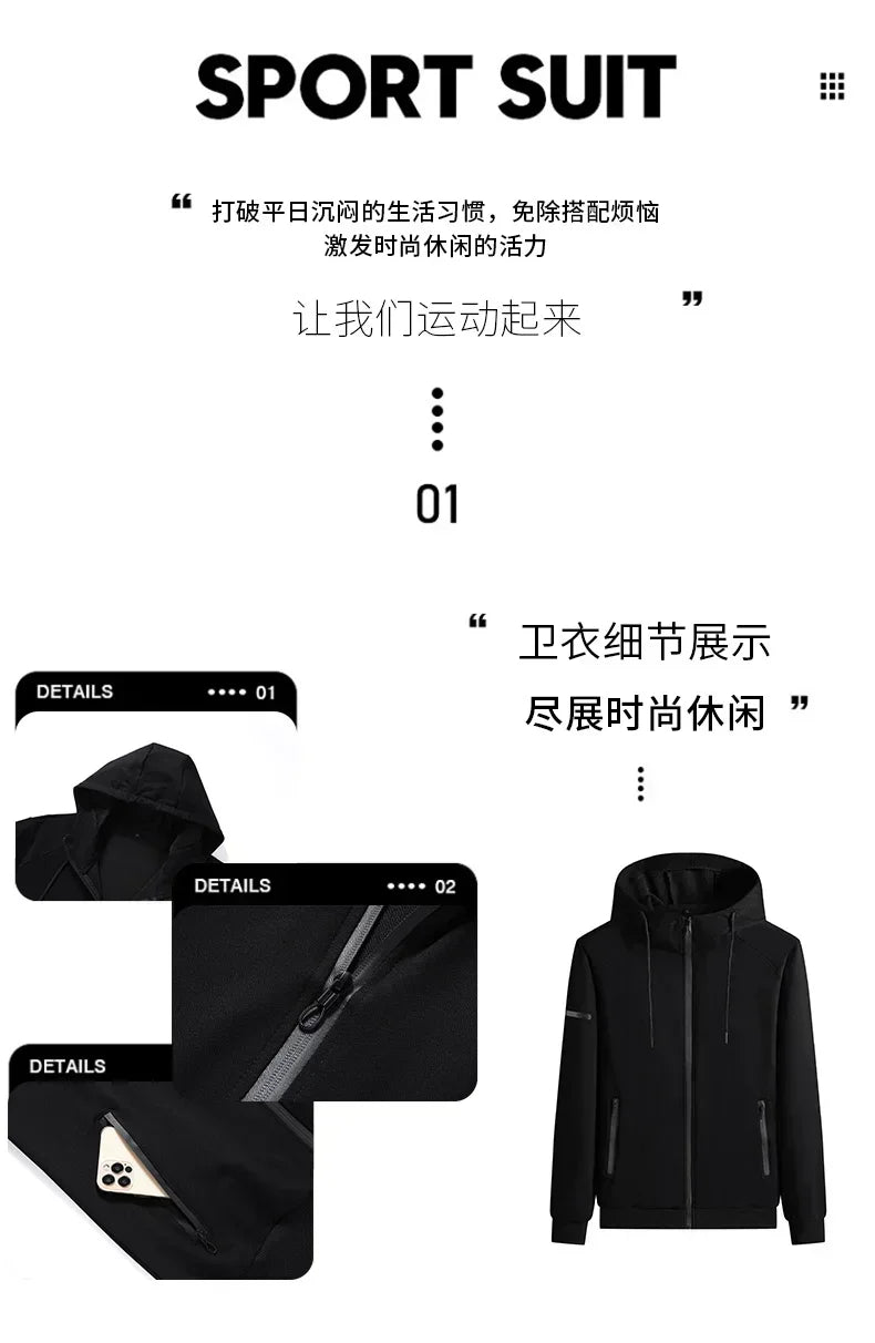 Male 2 Pieces Sweatshirt + Sweatpants Suit 8XL Plus Size New Spring Autumn Clothing Hooded Men Sportswear Sets Casual Pants