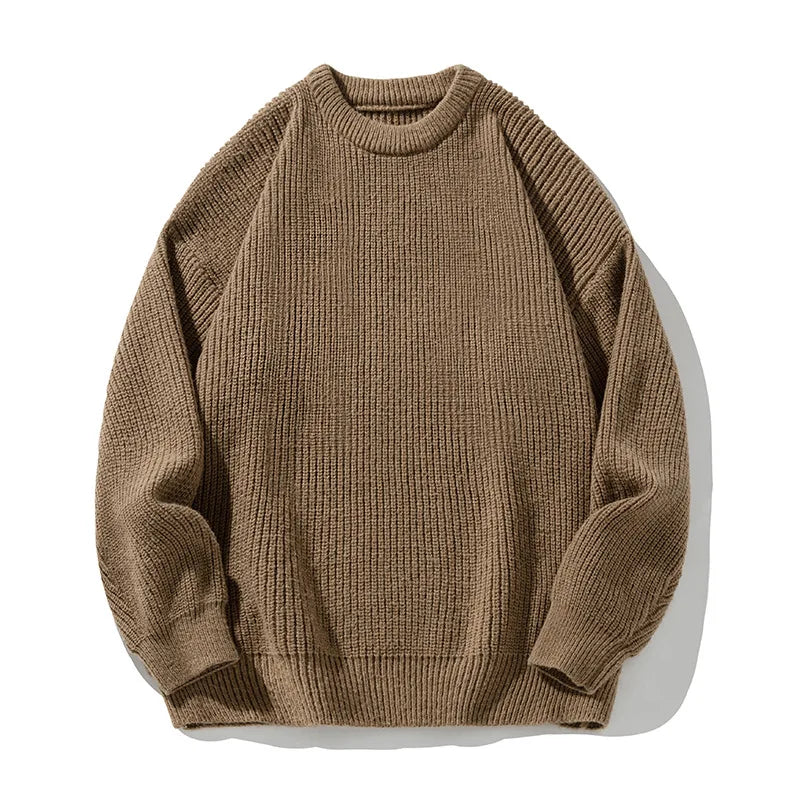 Round Collar Pullover Sweater Solid Colour Basic Men Women Autumn Winter Parsimonious Simple Couple Knit Sweater Warm Soft