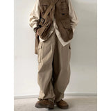 Spring Autumn Japan Pants Retro Loose Straight Wide-leg Workwear Men Women Versatile Feet Tied Casual Trendy Trousers Aesthetic