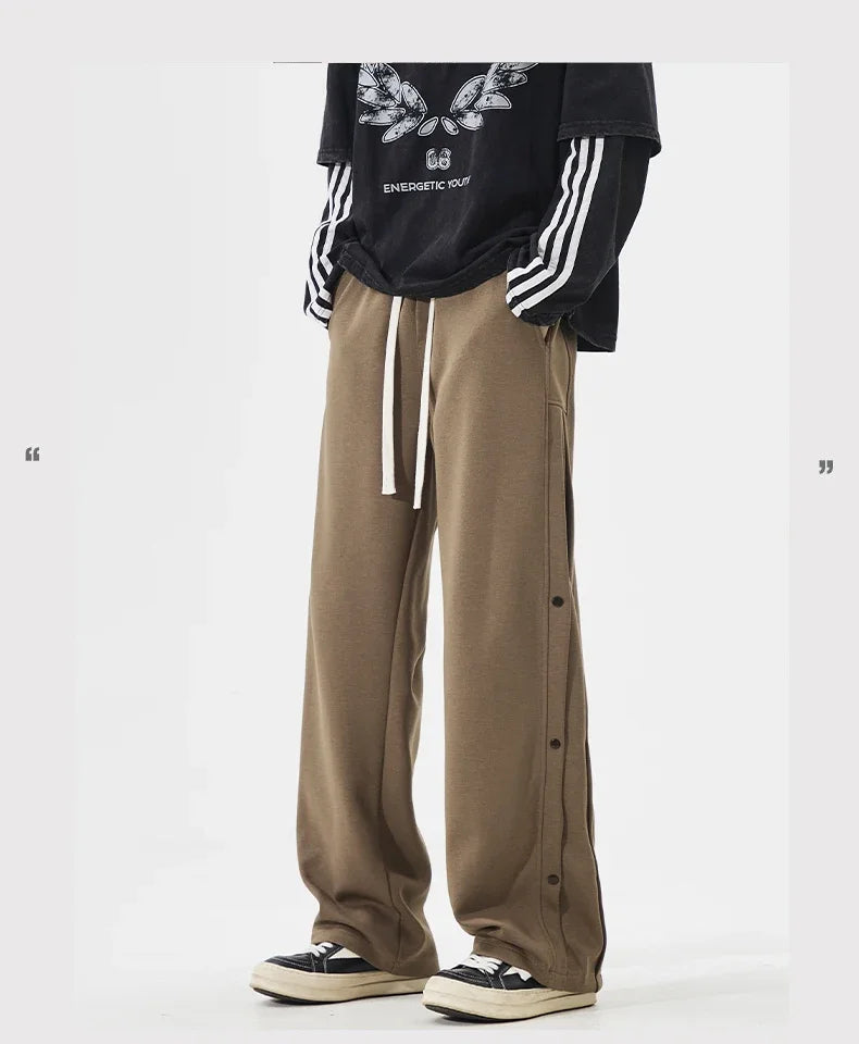 Fashion Men's Baggy Straight Casual Pants Cotton Comfortable Stretch Trousers Sweatpants Joggers Classic Black Khaki Male Clothe