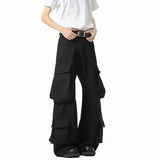 Men Loose Fit Cargo Pants Workwear Trousers Multi Pocket Outdoor Casual Joggers Streetwear Hip Hop Drop Crotch Trousers for Men