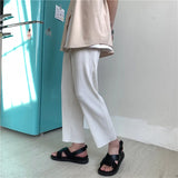 Summer Black Casual Pants Men Straight Pleated Men Japanese Streetwear Loose Ice Silk Pants Mens Wide Leg Pants Mens Trousers