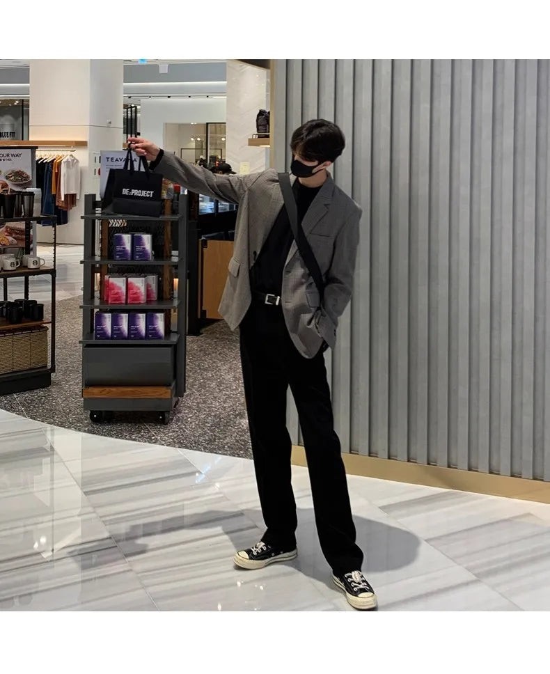 New Korean Fashion Men Suit Pants Light Luxury Business All-match Straight Slim-fit Casual Trousers Premium Elegant Dress Pants