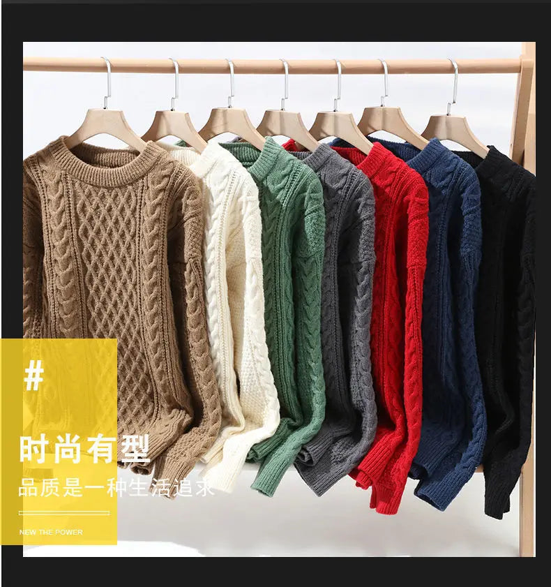 Sweater, Autumn and Winter Men's Thick Crumpled Sweater Jacket, Christmas Couple's Thread