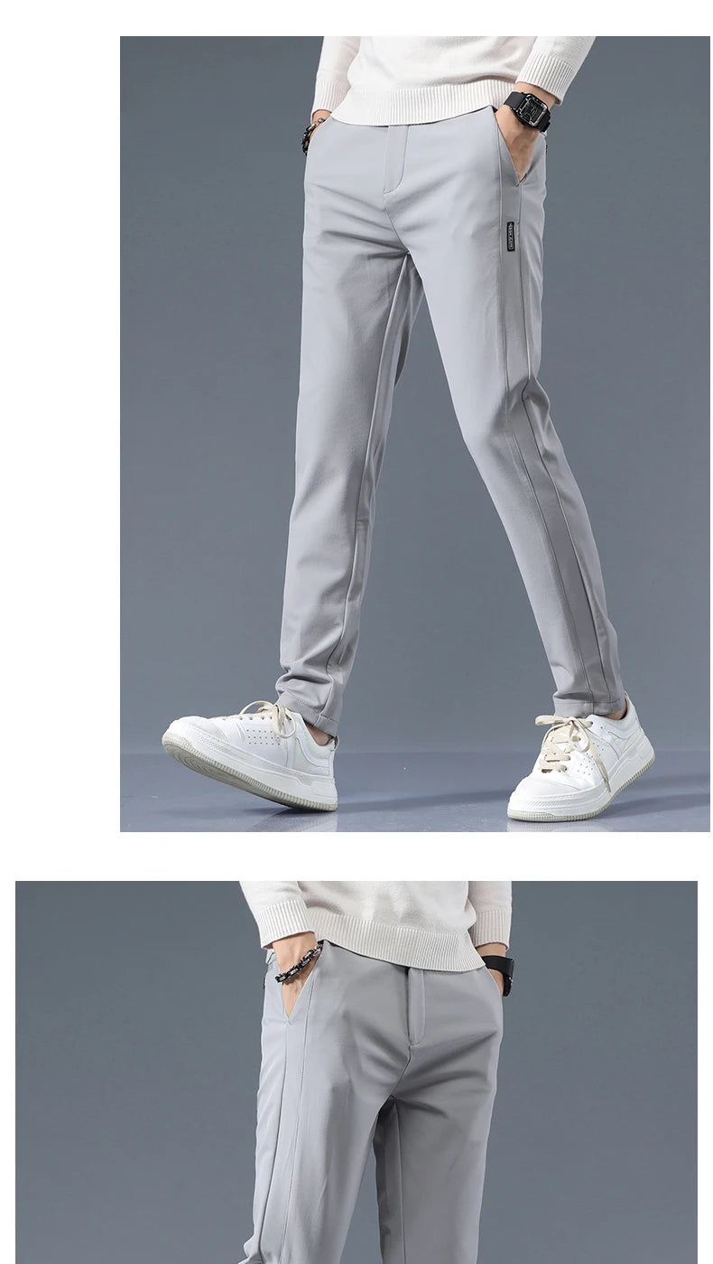 Casual Pants Men Spring Autumn 2025 New Straight Slim Fit Sweatpants Solid Color Business Elastic waist Male Trousers