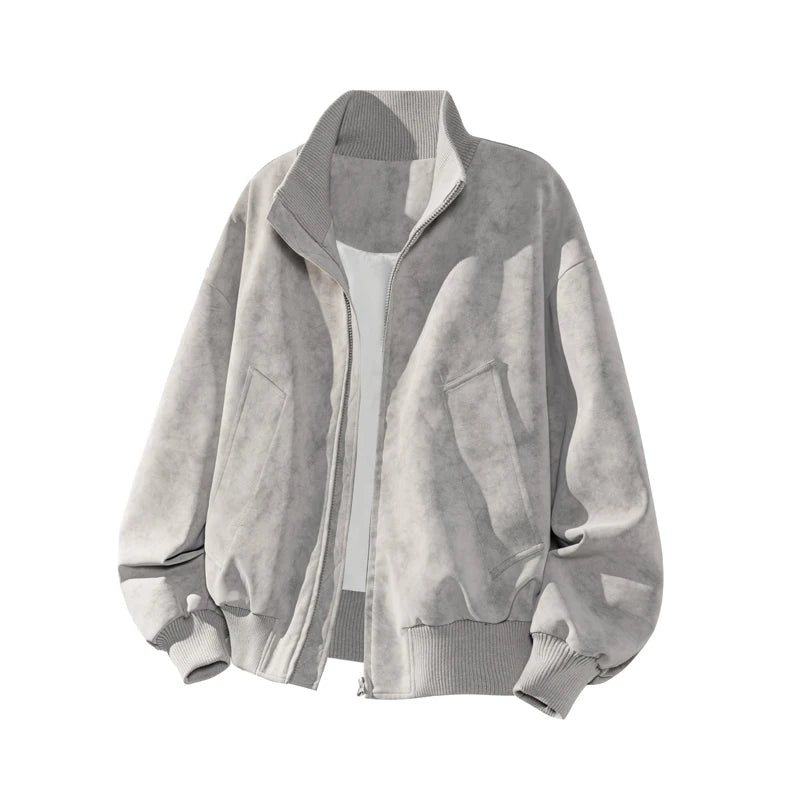 Jacket Men Autumn New Arrival Short Loose Tie Dye Jacket Stand Collar Casual Streetwear Outerwear Bomber