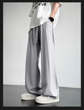 Men's Casual Straight Long Loose Pants Stretch Elastic Waist Jogger Korean Classic Blue Black Gray Male Brand Trousers Plus Size