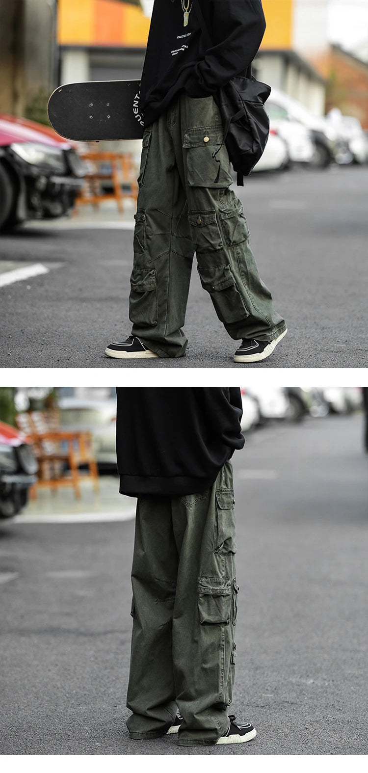 Japanese Multi-pocket Work Pants Men's Autumn Trendy Loose Straight Casual Pants Hip-hop Retro Design Trousers Aesthetic Chic