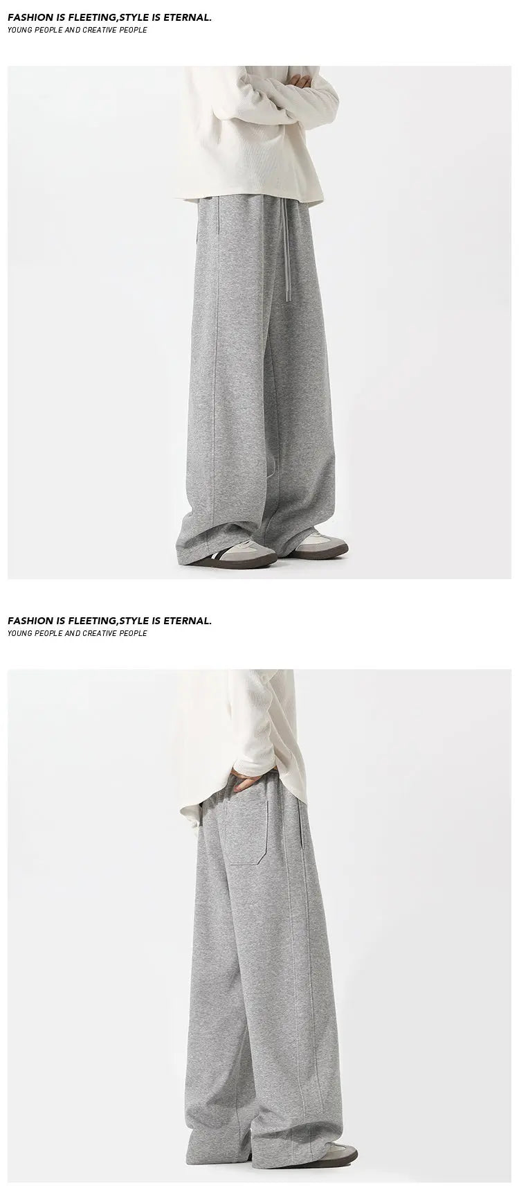 Sweatpants Men Straight Casual Pants Loose Fit Elastic Waistband Drawstring Tapered Outdoor Joggers Patchwork Athletic Trousers