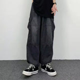 Men New Street Vintage Jeans Male Wide Leg Big Pocket Overalls Y2K Neutral Loose Straight Leg Casual High Street Hip Hop Pants