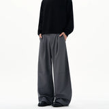Autumn Men's Loose Suit Pants Commuting Business Casual Classic Gray Black Wide Legs Trousers Oversized Simple Style Clothes