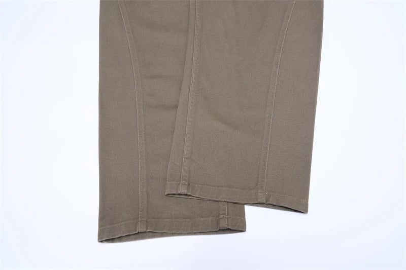 100% Pure Cotton Wide-leg Pants Men's Autumn New Oversized Comfortable Loose Casual Trousers Brown White Fashion Streetwear