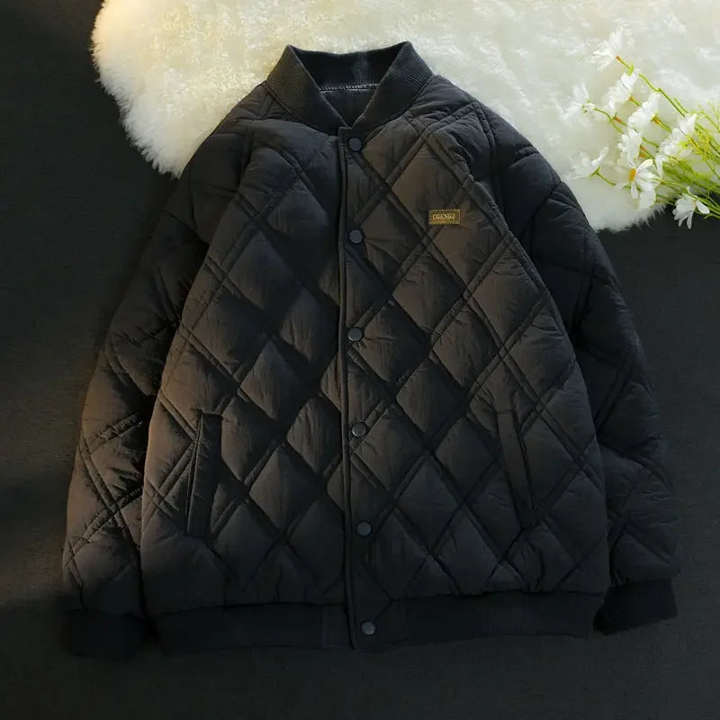 Padding Aesthetic Male Padded Coats Rhombus Lattice Parkas Trend Men's Down Jacket Quilted Cold Lightweight Winter Outer