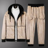 Mens Warm Sets Hoodies+Pants Set Hooded Clothes Men Winter Fashion Plus Size Casual Thick Sportswear Warm Fleece Tracksuit