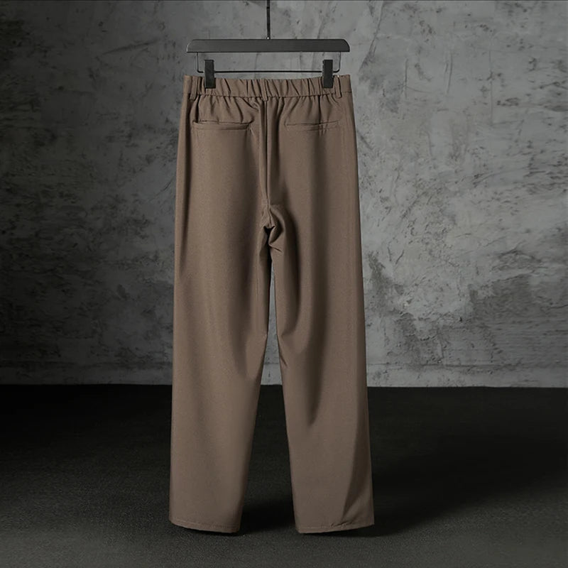 New Japanese Retro Male Suit Pants Light Luxury Straight Draped Button-down Business Casual Pants Premium Slim Elegant Trousers
