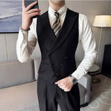 Japanese High-end Smart Casual Vest Men's Vest Pants Set Korean Elegant Wear 2025 Summer New Blazer Vest Aesthetic Waistcoat