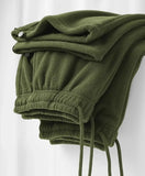 Double-sided Fleece! Retro Military Green Straight-leg Pants Women Loose Thickened Warm Drawstring Casual Wide-leg Pants Men