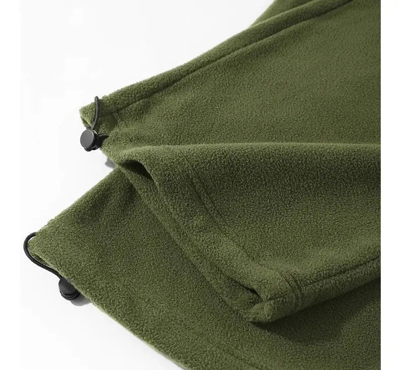 Double-sided Fleece! Retro Military Green Straight-leg Pants Women Loose Thickened Warm Drawstring Casual Wide-leg Pants Men
