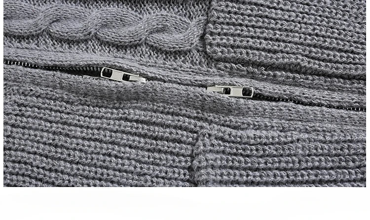 Men and Women Japanese Simple Double Zipper Twist Sweaters Cardigan Autumn Winter O-neck Simple Versatile Casual Knitted Jackets