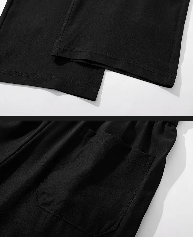 Men's Casual Straight Long Loose Pants Stretch Elastic Waist Jogger Korean Classic Blue Black Gray Male Brand Trousers Plus Size