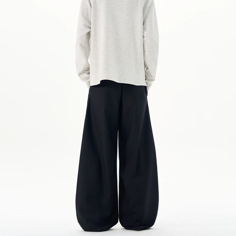 Autumn Men's Loose Suit Pants Commuting Business Casual Classic Gray Black Wide Legs Trousers Oversized Simple Style Clothes