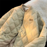 Padding Aesthetic Male Padded Coats Rhombus Lattice Parkas Trend Men's Down Jacket Quilted Cold Lightweight Winter Outer