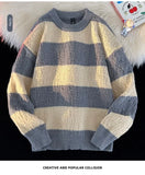 Men's New Black and White Striped Sweater Men's Autumn and Winter Loose Pullover Casual Top Men's Homestay Casual Warmth