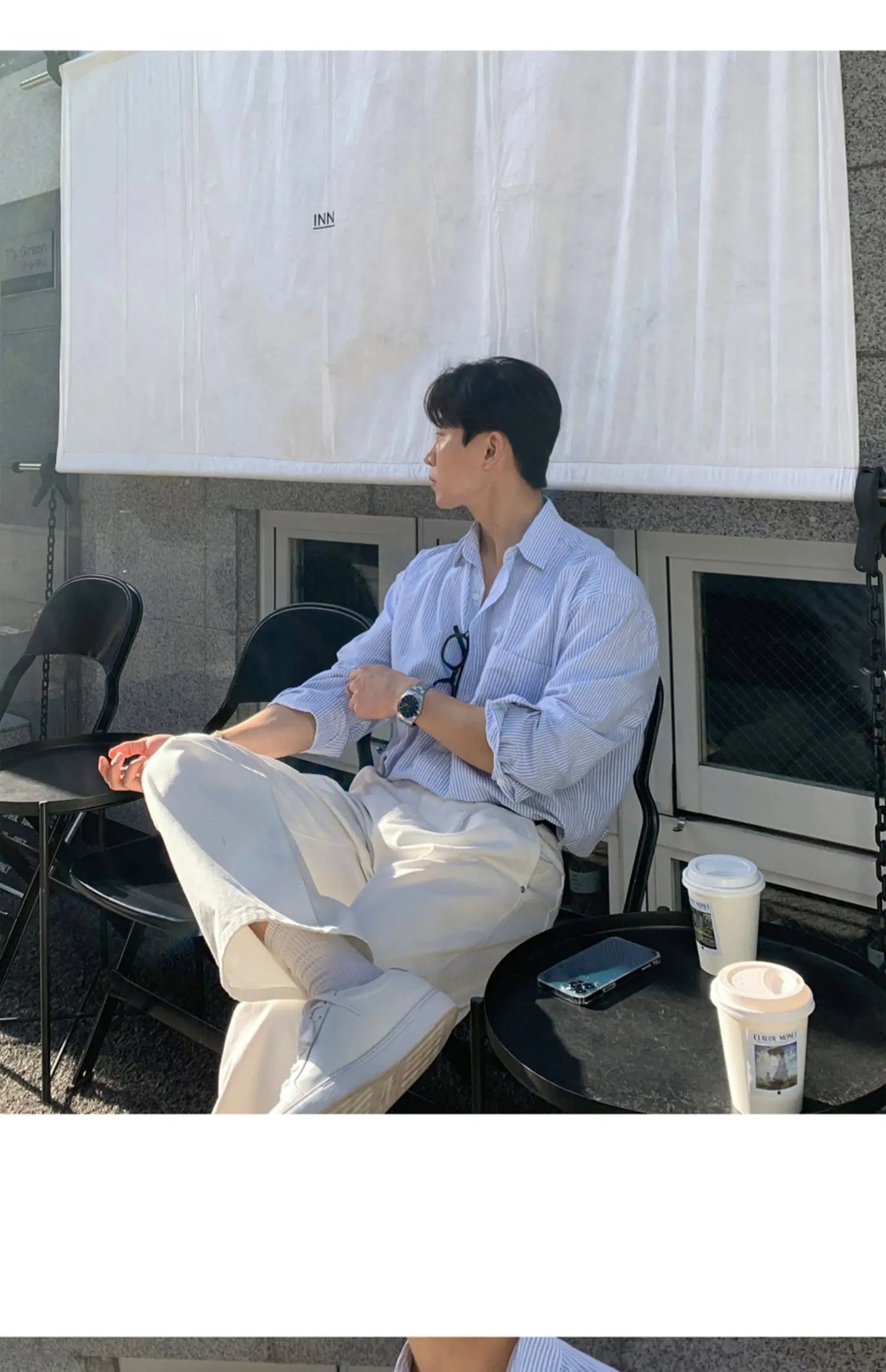 Oversized Men's Niche Striped Shirt, Spring&Autumn Fashion All-Matching Long Sleeve Shirt Coat, Korean Casual Unisex Outdoor