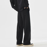Autumn New Fashion Korean Men's Casual Pants Distressed Classic Black Baggy Straight Trousers Sweatpants Streetwear Male Clothes